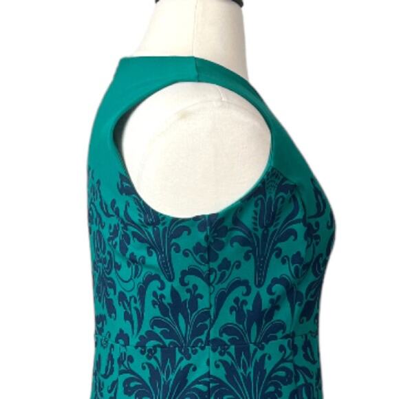 Lands End Dress Ponte Knit Sheath Pockets Sleeveless Green Blue Women’s Size 16P - Picture 7 of 11